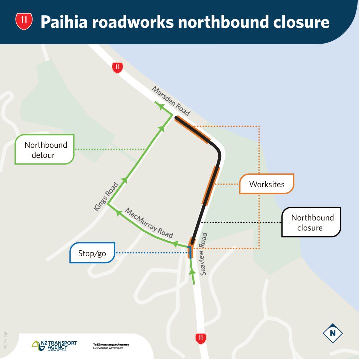 Paihia detour map April 26