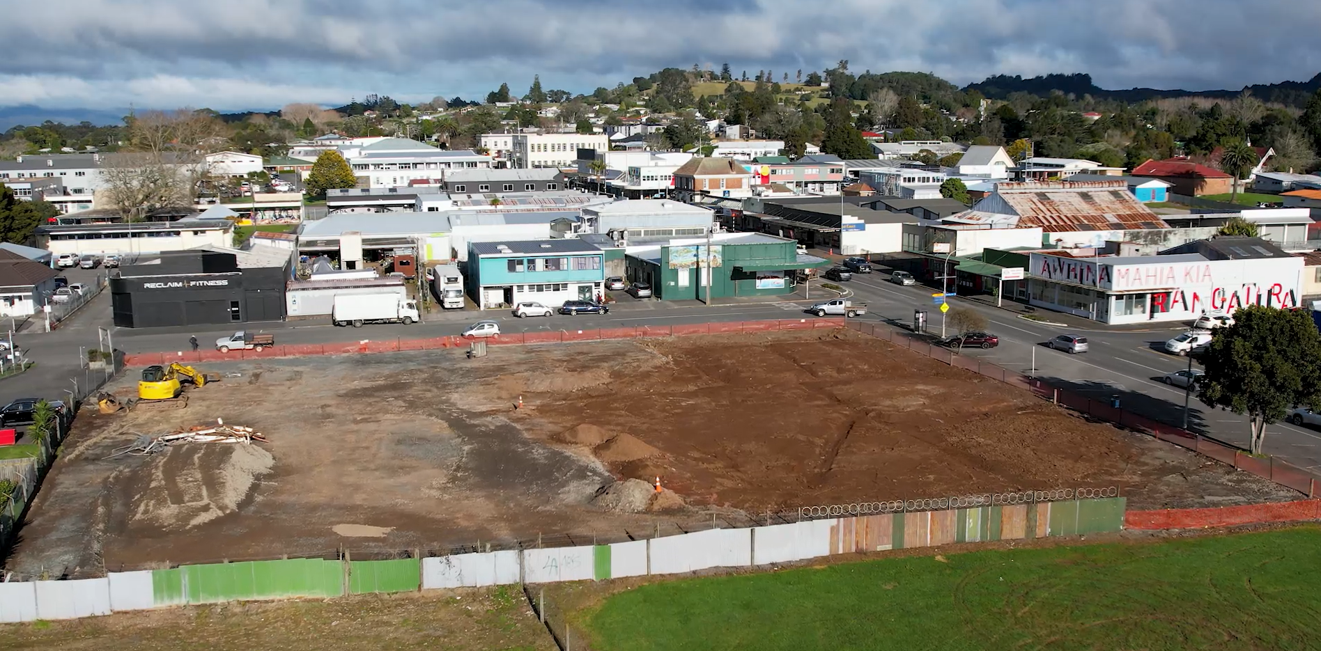 From the side of the site looking towards the town centre.