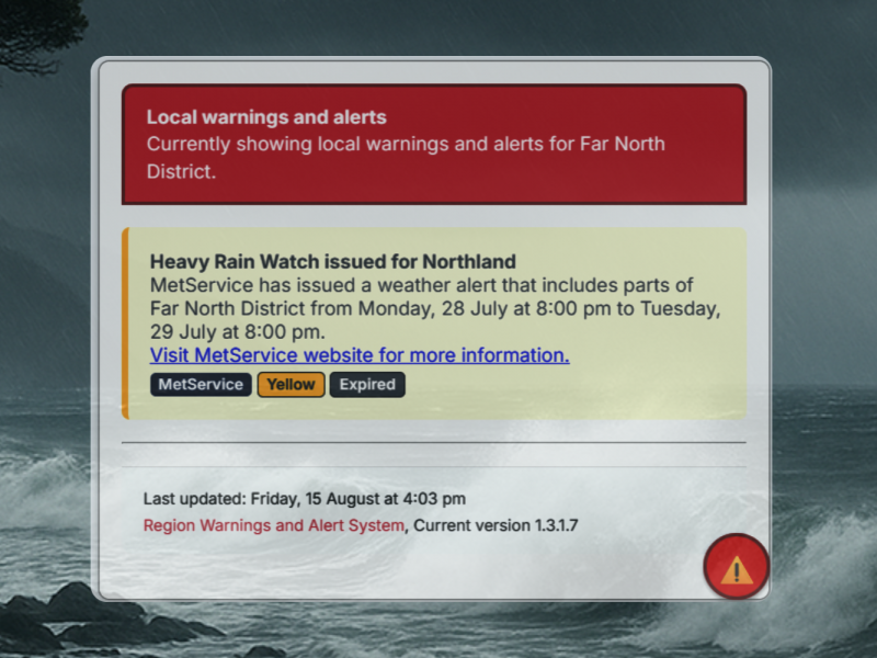 Weather alerts displayed in real time on council website