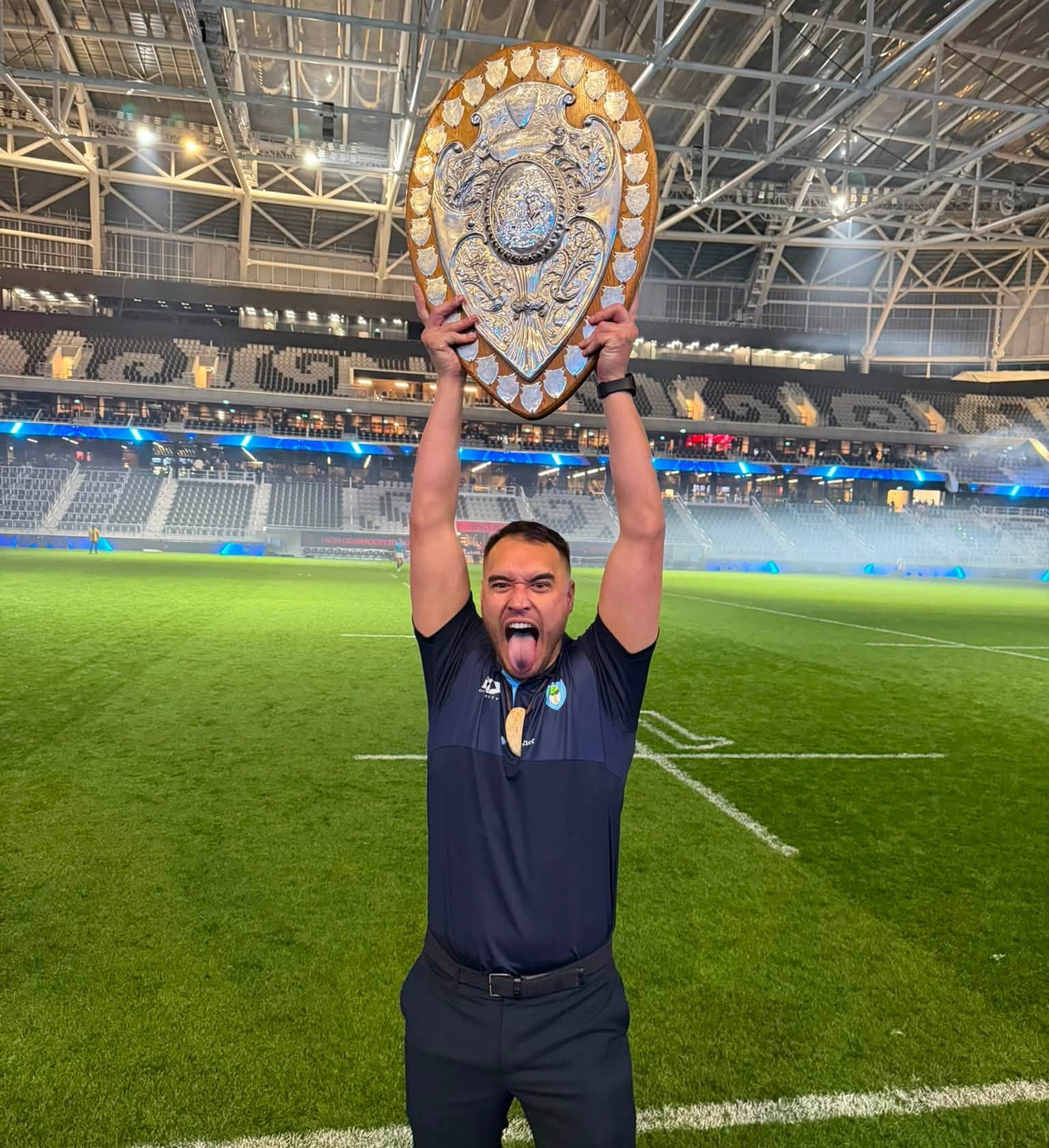 Mayor Moko Tepania holds Ranfurly Shield Mayor Moko Tepania holds Ranfurly Shield